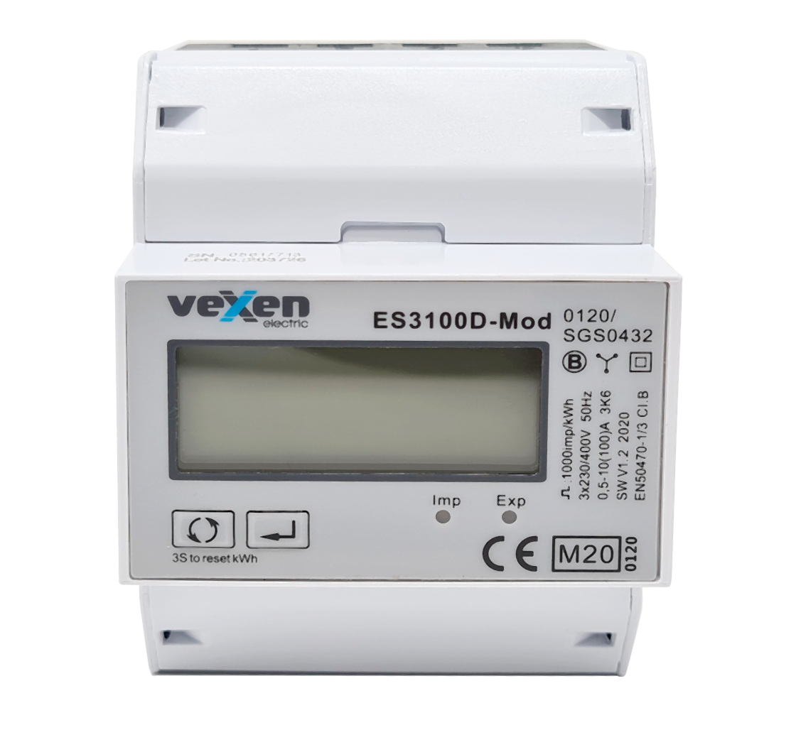 ES3100D-Mod trīsfāžu elektroenerģijas skaitītājs 100A ar Modbus RS485, MID