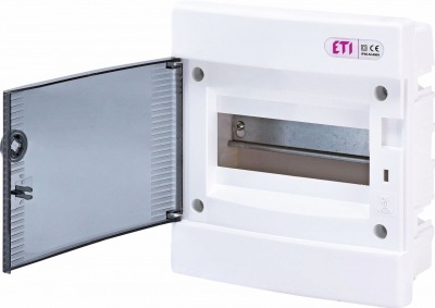 ECM8PT plastmasas sadalne 8 moduļi zemapmetuma, caurspīdīgas durvis 8 PE / 8 N IP40
