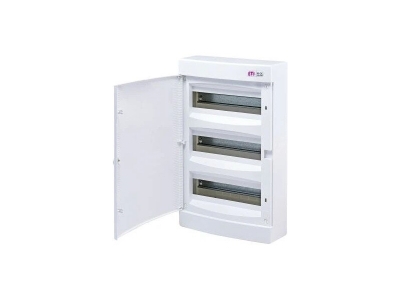 ECT 3X18PO-s plastmasas sadalne  54 moduļi virsapmetuma IP40 balts durvis, 25 PE/ 3x79 N
