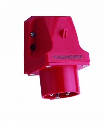CEE phase inverter/wall-mounted appliance plug, IP44, 16A, 5-pole, 400V, 6h, red