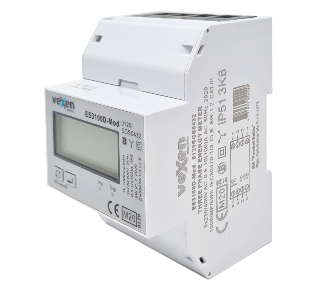 ES3100D-Mod three phases, one tariff,  electrical meter 100A with Modbus RTU, MID