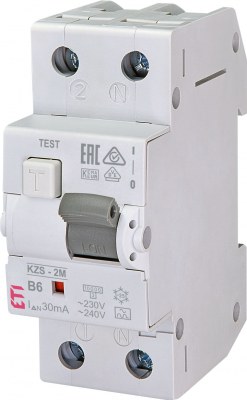 KZS 2M B 6/0,03A, Typ A residual current circuit b