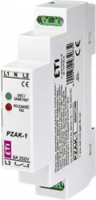 PZAK-1 L1, L2, L3, N fāžu kontroles relejs - fāzes zudums, fāžu asimetrija, fāzu secība