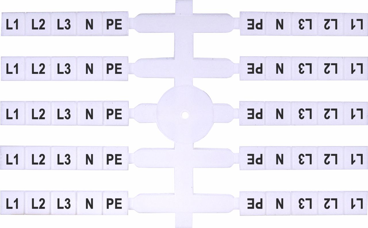 L1,L2,L3,N,PE (EO3) Marķ. plast. tabula  E03 - 4,8x5 mm