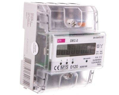 DEC-2 elektriskas energijas skaitītājs 3x63A, 4,5 moduļi