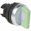 Osmoz illuminated std handle selector switch - 3 stay-put positions 45° - green