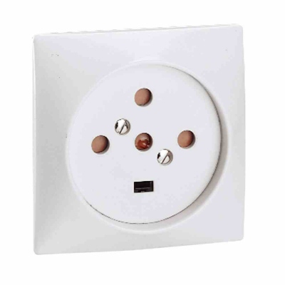 Розетка встраиваемая 2К+Н+З - 20 А - 80x80 мм - на винтах - слоновая кость