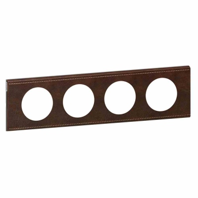 Celiane Рамка 4 местная Коричневая кожа