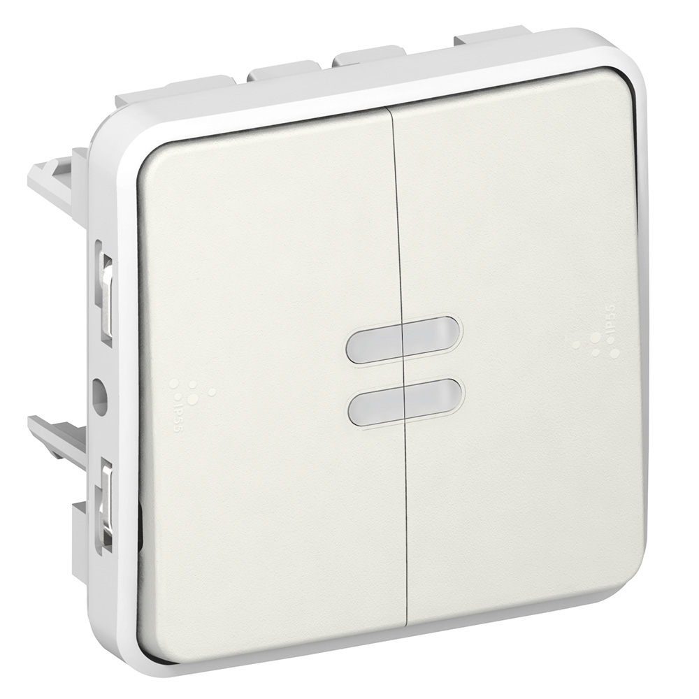 Switch Plexo IP 55 - illuminated 2-way - 10 AX - 250 V~  - modular - white