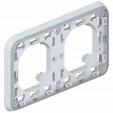 Flush mounting support frame Plexo IP 55 - 2 gang horizontal - grey