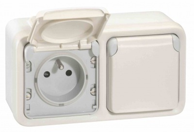 Двухместная монтажная коробка - Программа Plexo - белый - 2 поста - горизонтальная установка