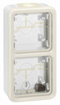 Surface mounting box Plexo IP 55 - 2 gang vert - with membrane glands - white