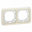 Flush mounting support frame Plexo IP 55 - 2 gang horizontal - white