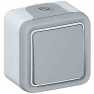 Push-button Plexo IP 55 - N/O contact - 10 A - surface mounting - grey