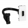 HDMI type A socket + cord programme Mosaic - preconnected - 1 module - white