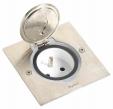 FLOOR SQUARE RECEPTACLE BRUSHED STAINLESS STEEL