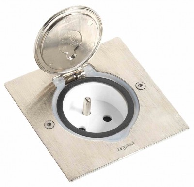 FLOOR SQUARE RECEPTACLE BRUSHED STAINLESS STEEL