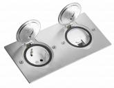FLOOR RECTANGULAR DOUBLE GANG RECEPTACLE BRUSHED STAINLESS STEEL