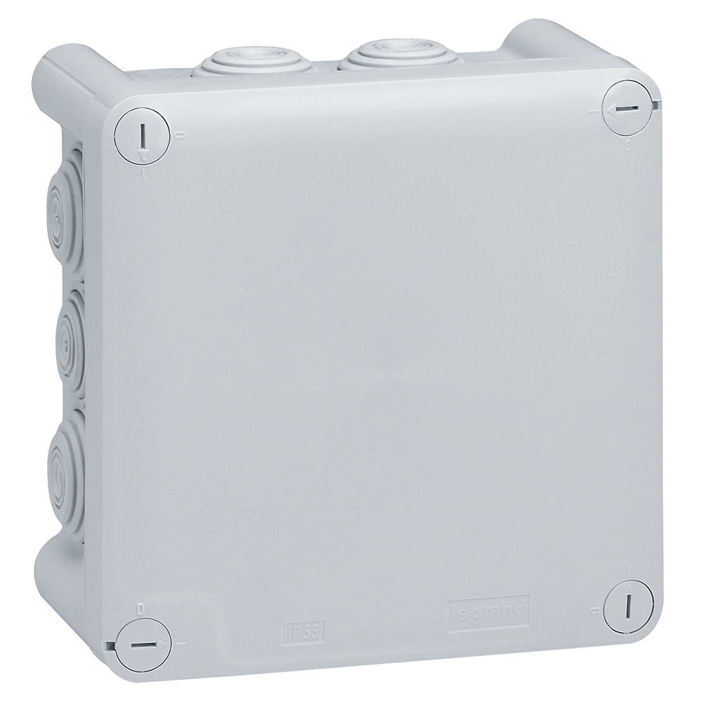 Коробка квадратная - 130x130x74 - Программа Plexo - IP 55 - IK 07 - серый - 10 кабельных вводов - 650C