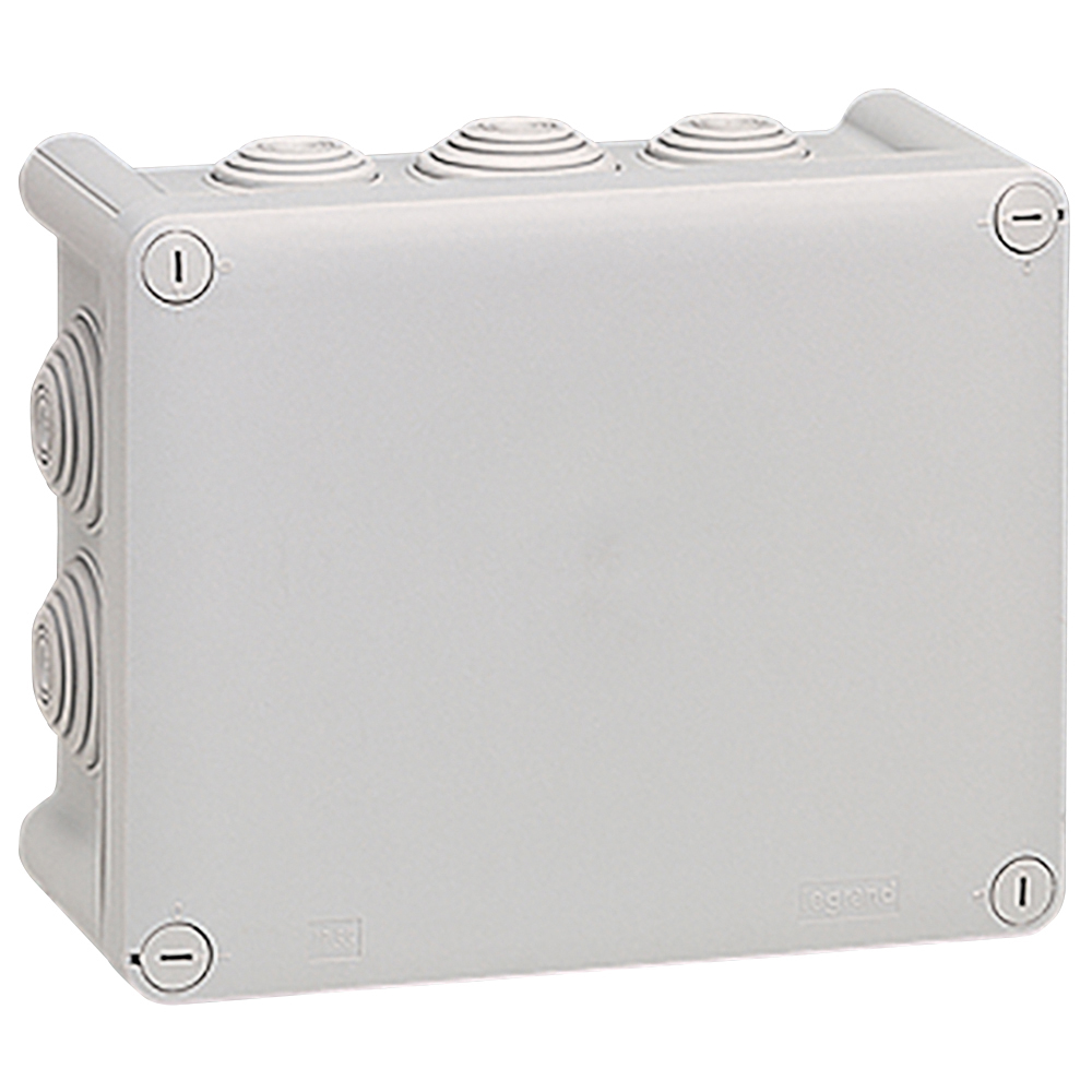 Коробка прямоугольная - 155x110x74 - Программа Plexo - IP 55 - IK 07 - серый - 10 кабельных вводов - 750C