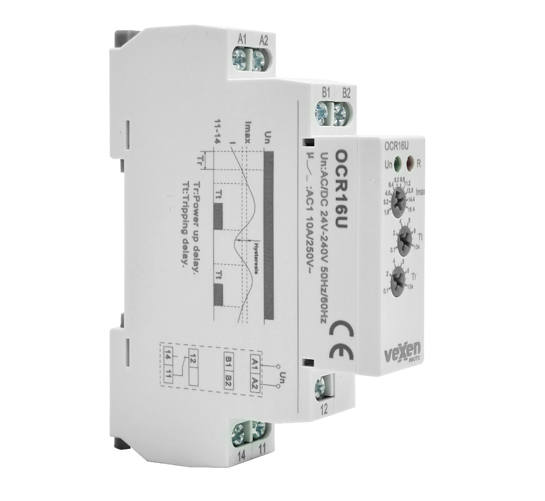 OCR16U over current monitoring relay 1,6A-16A 1CO 10A AC/DC 24-240V