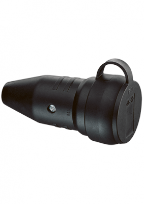SCHUKO rubber connector, black, with collar, IP44