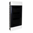 Practibox S flush-mounting cabinet for dry partition earth + neutral terminal blocks -smoked door -4 rows 12 modules/row