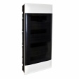 Practibox S flush-mounting cabinet for dry partition earth + neutral terminal blocks -smoked door -4 rows 18 modules/row