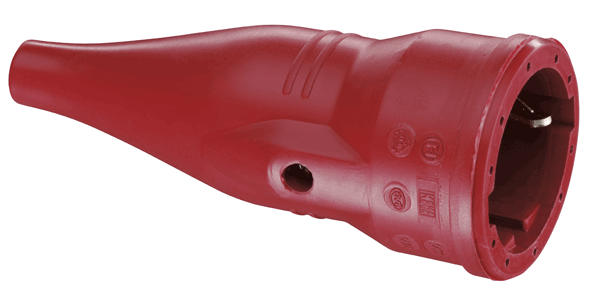 Розетка кабельная резиновая с мультизаземлением, IP44 16a 2p+e 250v, красный, 1479040
