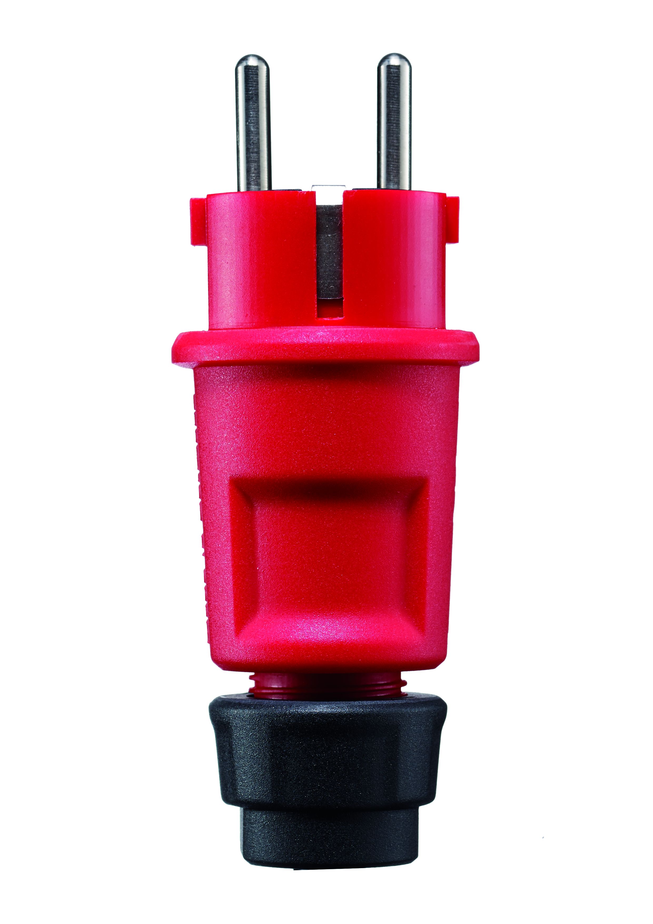 SCHUKO plug, red, Elamid high performance plastic, 2 earthing systems, IP44