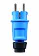SCHUKO plug, blue, Elamid high performance plastic, 2 earthing systems, IP44