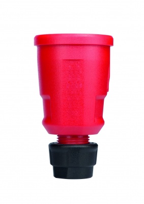 SCHUKO connector, red, Elamid high performance plastic, with improved accidental-contact guard