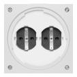 SCHUKO twin socket outlet with bayonet lid and improved accidental-contact guard, grey