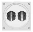 SCHUKO twin socket outlet with bayonet lid and improved accidental-contact guard, grey