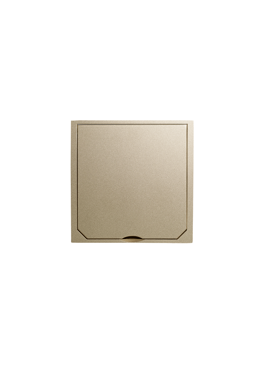 Cover with hinged lid, brushed brass look, 112 x 112 mm