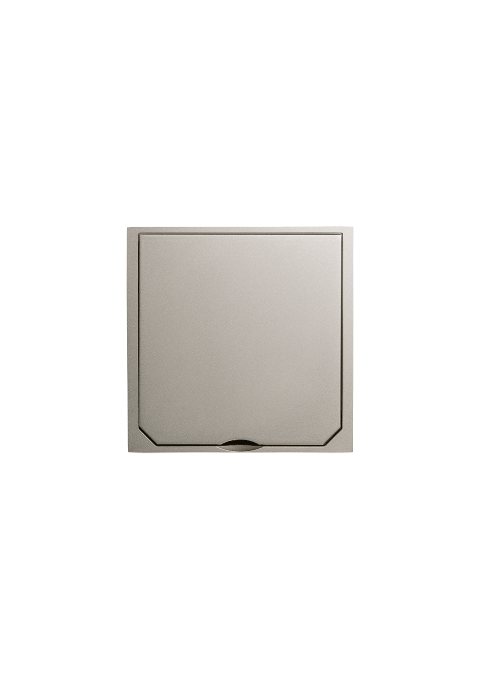 Cover with hinged lid, brushed platinum look, 112 x 112 mm