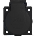 Rozete sadalēm IP54 2P+E melna (38x38)