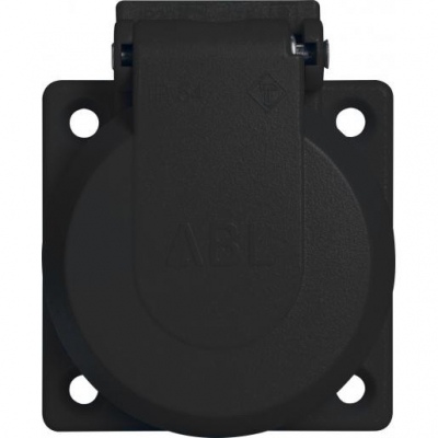 Rozete sadalēm IP54 2P+E melna (38x38)