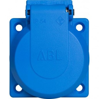 SCHUKO built-in socket outlet, blue, IP54, with screw fastening