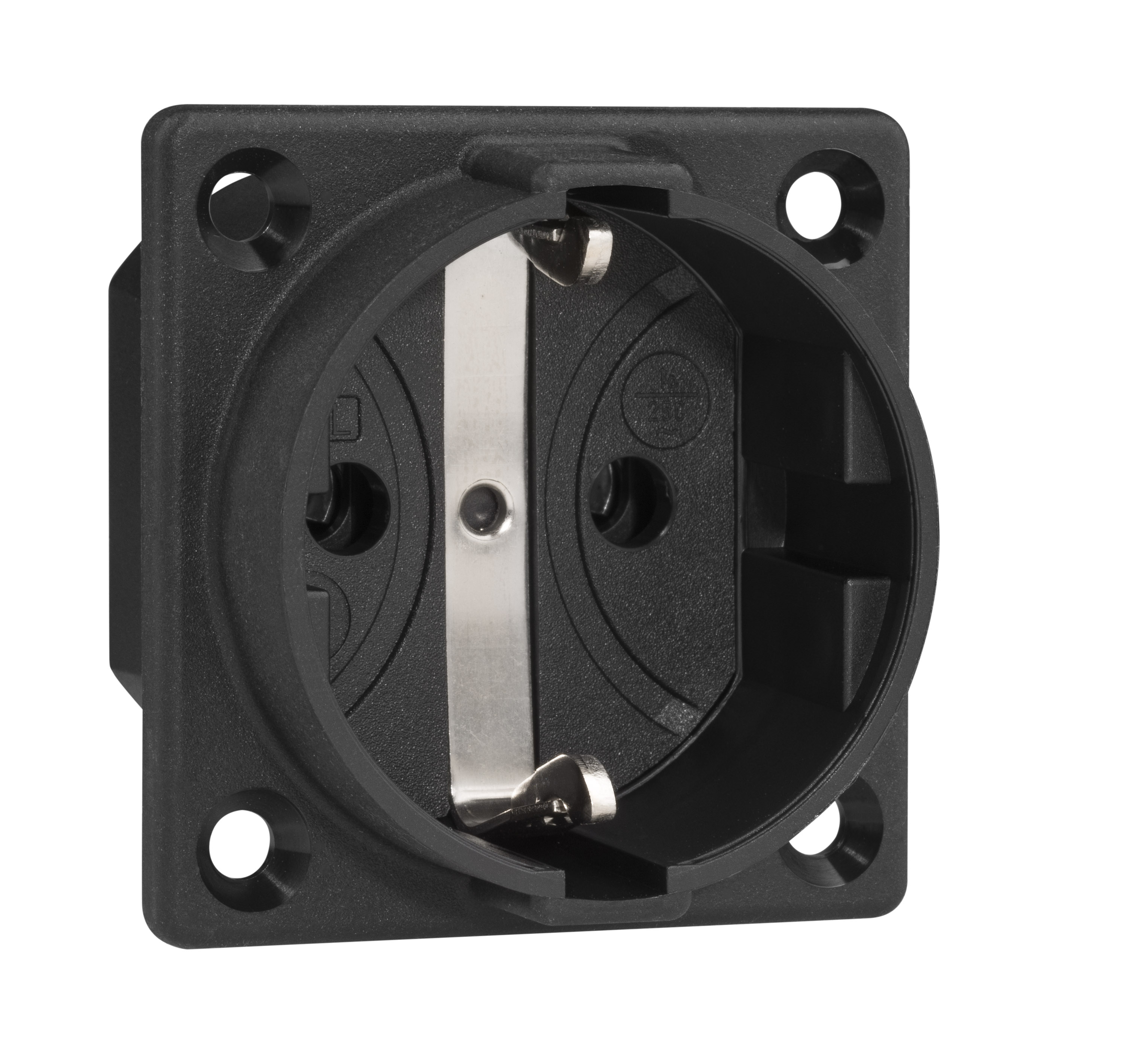 SCHUKO built-in socket outlet, black, w/o hinged lid