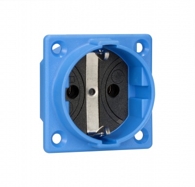SCHUKO built-in socket outlet, blue, w/o hinged lid