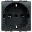 Bticino Living Light anthracite Socket - Italian standart - 2P+E and protected contacts