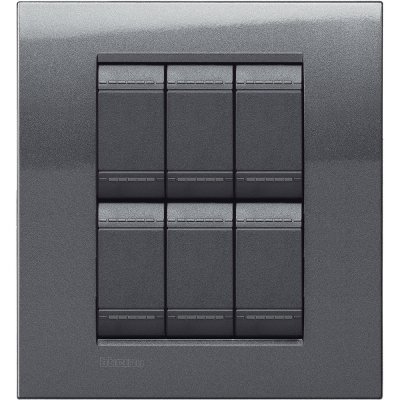 Bticino LivingLight Рамка Итальянский стандарт Steel 3 + 3- местная