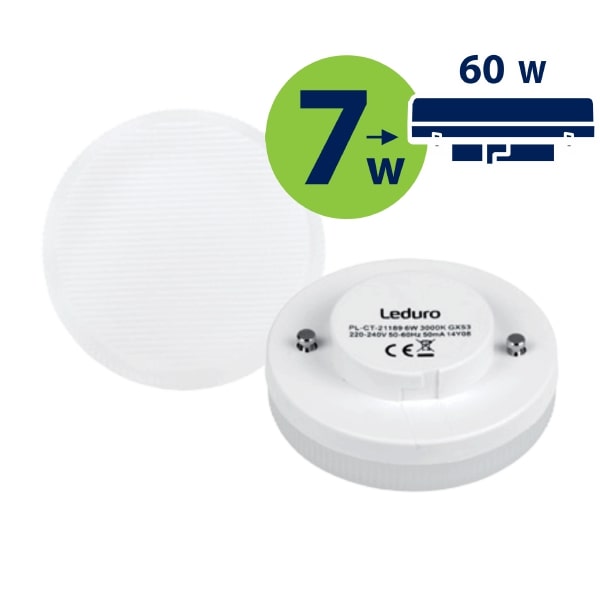 Leduro LED sp. GX53  7W 3000K  180gr 600lm