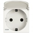 Axolute white Socket 2P+E, shielded contacts and flap