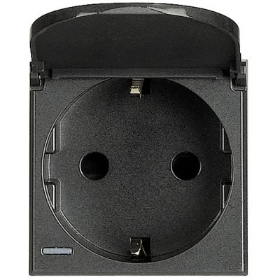 Bticino Axolute antracīta Rozete ar zemējumu, bērnu aizsardziba un vāciņu