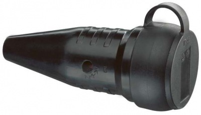 SCHUKO solid rubber connector, black, quick-release fastener, with collar, IP44