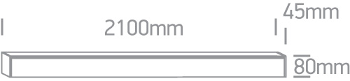 1-light Profile For Square Track Black (Aluminium) (L2100xW45xH80)