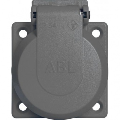 Rozete sadalēm IP54 2P+E pelēka (38x38)