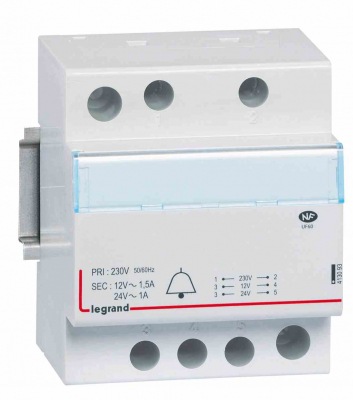 Bell transformer - 230 V/24V - 12 V - 24-18 VA - 4 mod